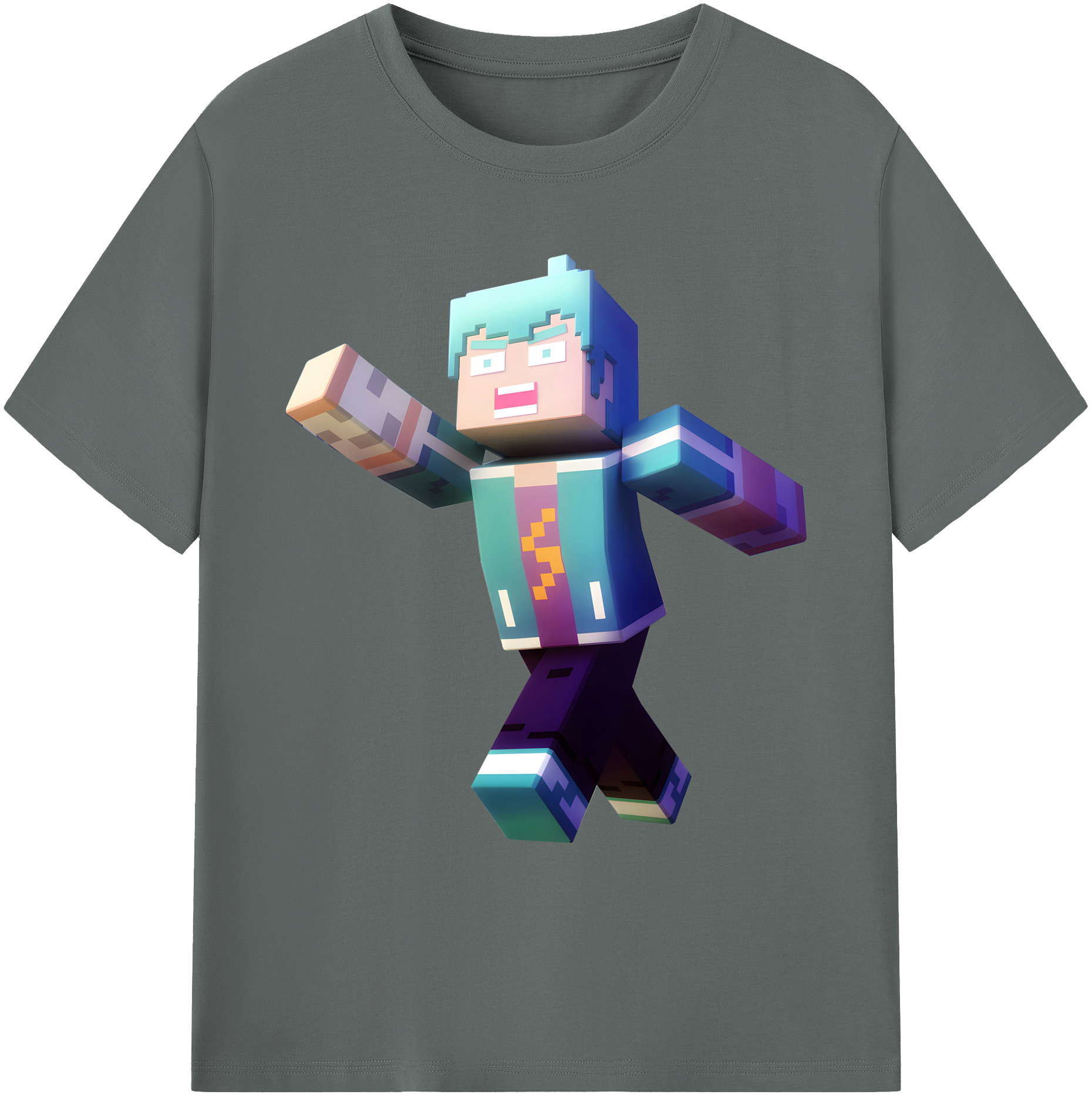（画像用） マインクラフト ブロックの世界 Minecraft MC Block world 綿100％ メンズ半袖Tシャツ｜肌触りやわらか＆通気性